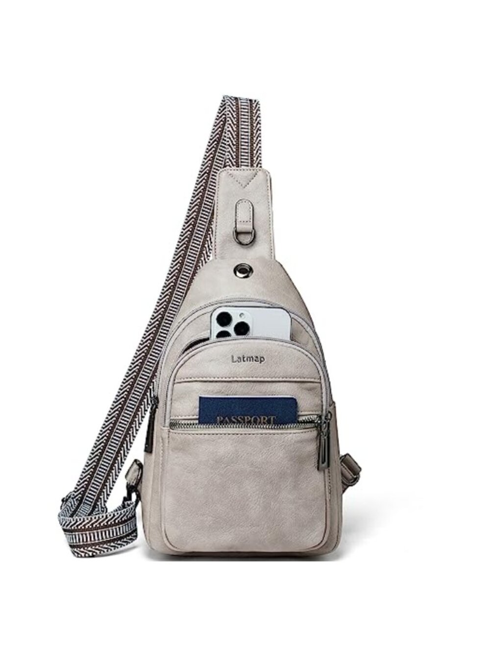 Faux Leather Sling Bag Crossbody Shoulder Travel Purse Hands-Free